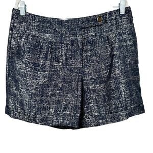 Anthropologie Coquille Shimmering Streets Metallic High Rise Shorts Navy 14